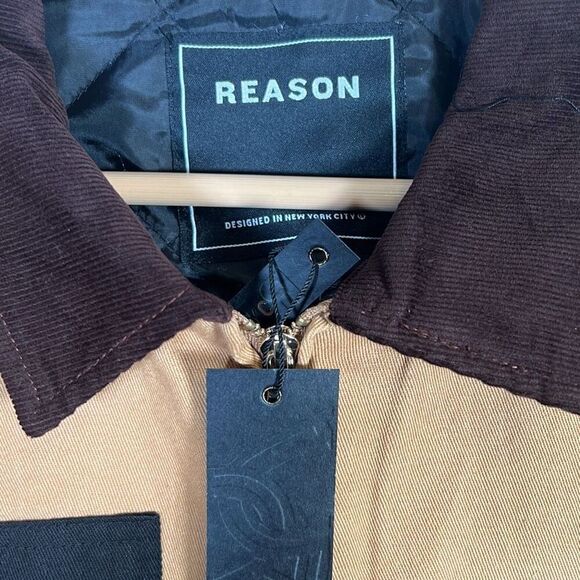 Reason Clothing Tradesman Work Jacket- Block colors- Tan long sleeve- Men Large - Picture 7 of 9